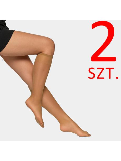 Podkolanówki jasny brąz 2-pak 15 DEN