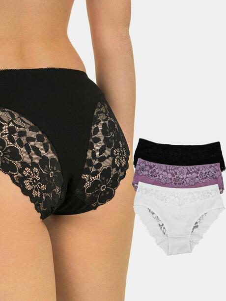 Majtki z koronką 3-pak S
