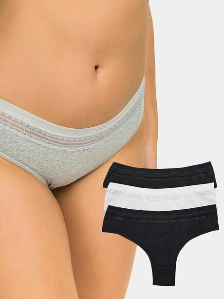 Majtki z ozdobną wstawką 3-pak
