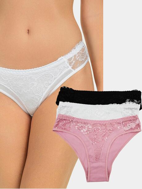 Majtki z koronką 3-pak L