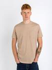 T-shirt beżowy z kieszonką
