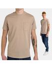 T-shirt beżowy z kieszonką