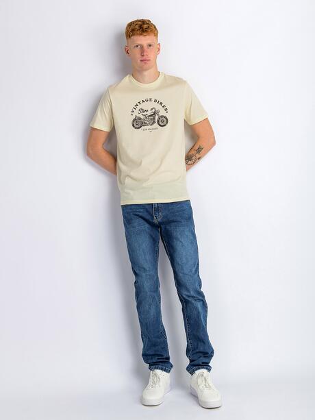 T-shirt bawełniany kremowy