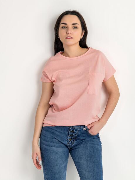 Luźny t-shirt z kieszonką