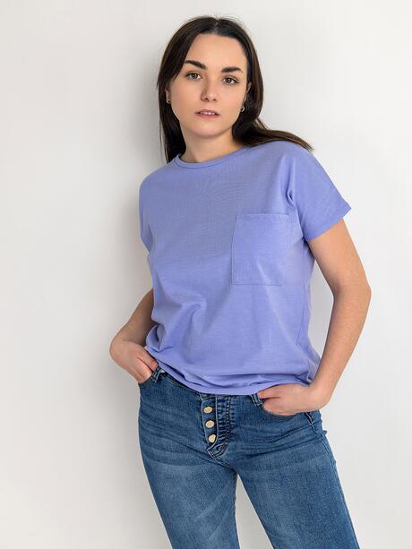 Gładki t-shirt z kieszonką