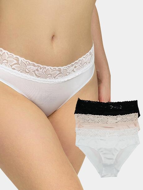 Majtki z koronką 3-pak L
