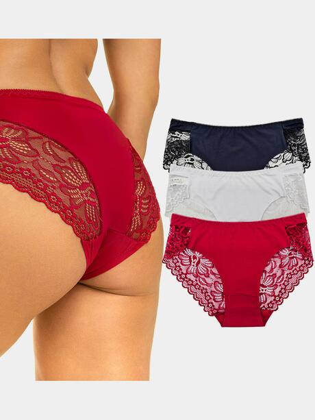Majtki laserowo cięte z koronką 3-PAK M