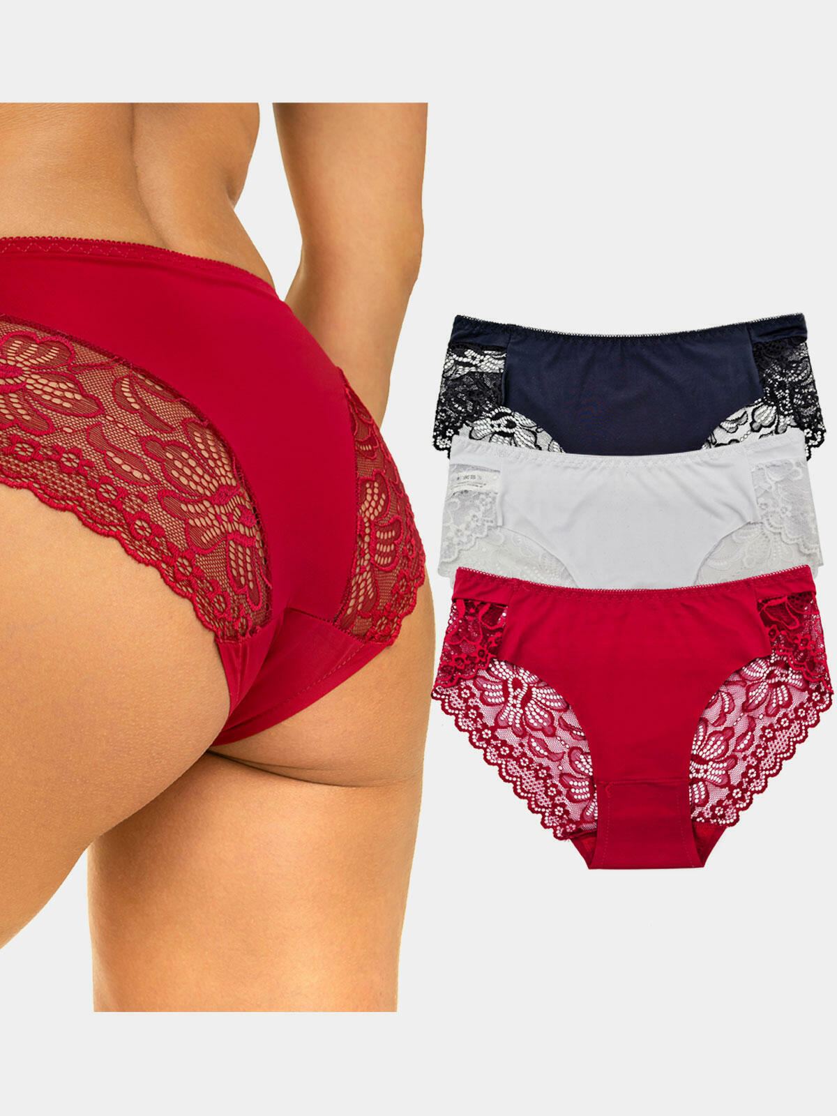 Majtki laserowo cięte z koronką 3-PAK M