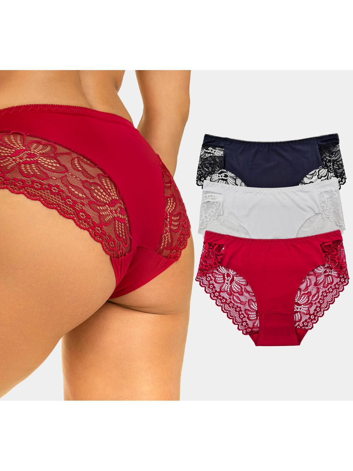 Majtki laserowo cięte z koronką 3-PAK M