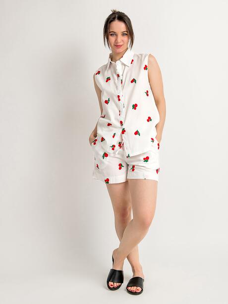 Bluzka koszulowa w wisienki