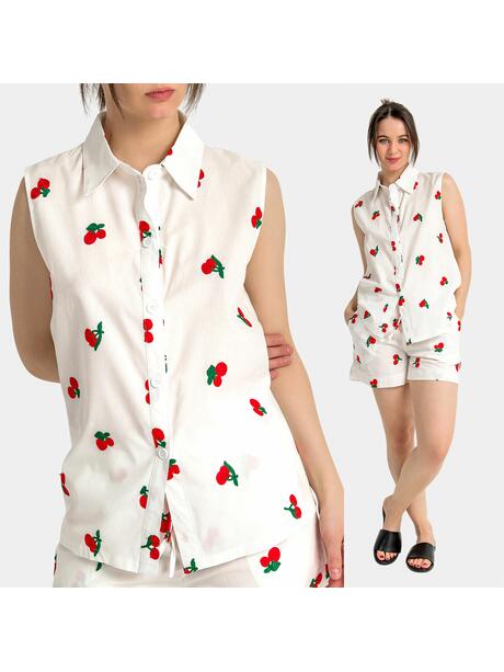 Bluzka koszulowa w wisienki