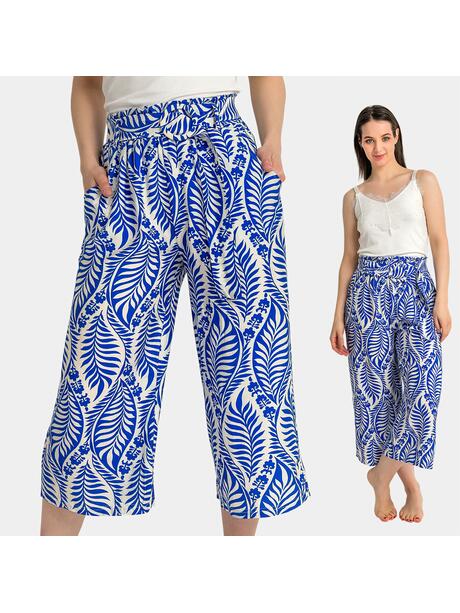 Zwiewne wzorzyste spodnie materiałowe