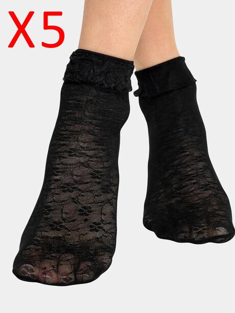 Skarpetki ażurowe z falbanką 5-pak