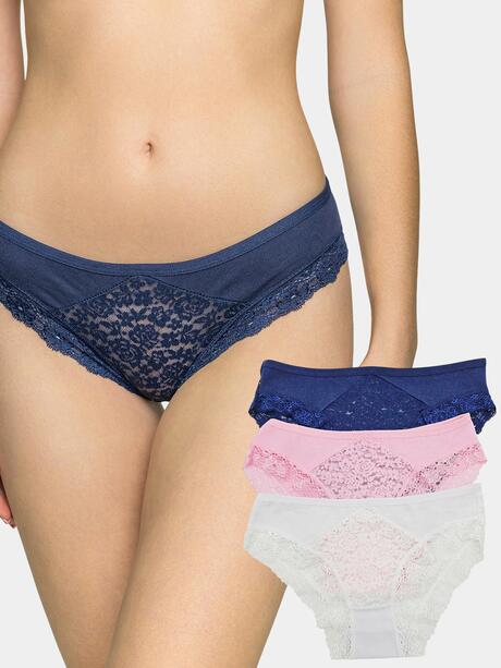 Majtki z koronką 3-pak M