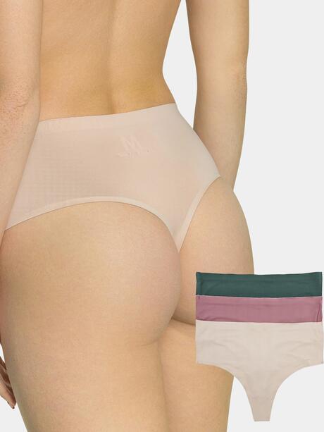 Gładkie stringi 3-pak L