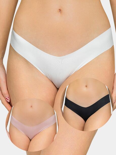 Majtki damskie bezszwowe 3-pak L