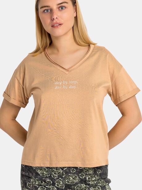 T-shirt z dekoltem w serek