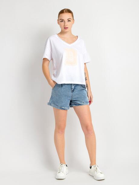 T-shirt z dekoltem w serek