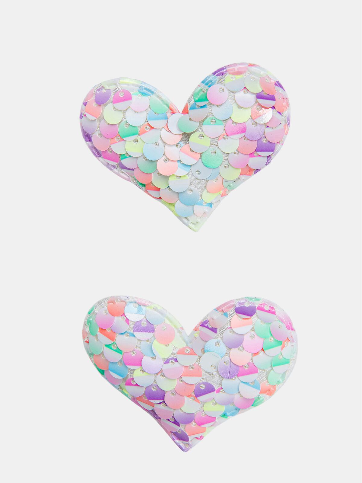 Spinki cekinowe serduszka 2 sztuki
