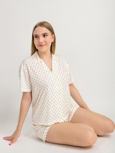Piżama dwuczęściowa w groszki