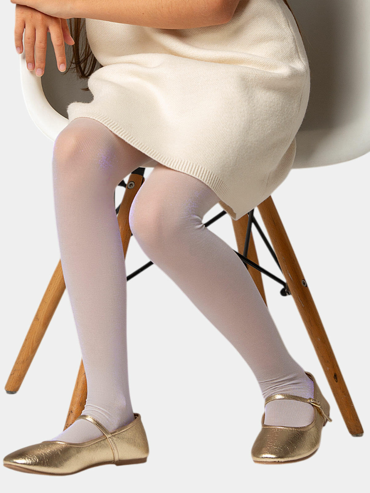 Rajstopy białe z lurexem