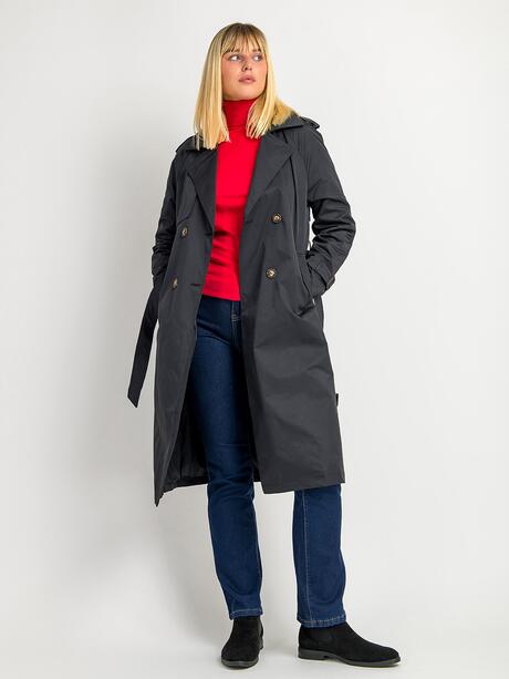 Płaszcz dwurzędowy z paskiem