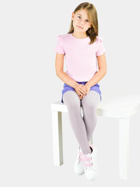 Rajstopy dziewczęce w prążek ze wzorem